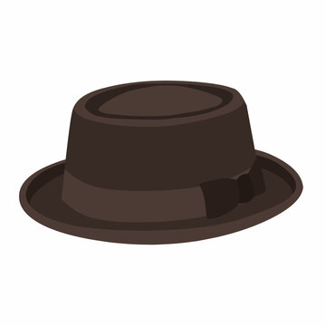 Dark Brown Pork Pie Hat in Flat Vector Illustration for Jazz Musician and Vintage Gentleman Style