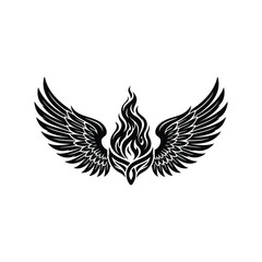 Fototapeta premium Stylized phoenix bird rising from flames with elegant wings symbolizes rebirth power and transformation.
