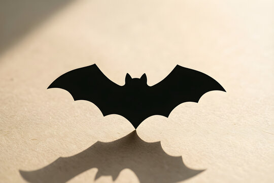Set of simple matte black paper bat silhouettes with clean spacing