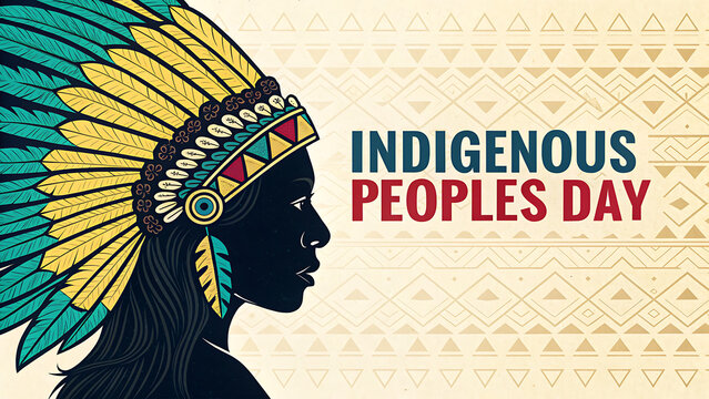 Indigenous Peoples Day Banner Design with Native American Profile Vector Illustration