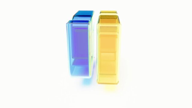 Shekel sign yellow blue glass color bg rotate endless 4k
