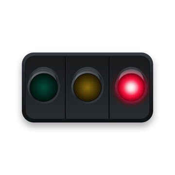 Red Traffic Light Illuminated on Horizontal Signal