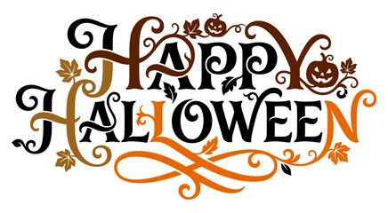 Elegant halloween typography with pumpkins and flourishes for festive decorations and spooky celebrations © Munna