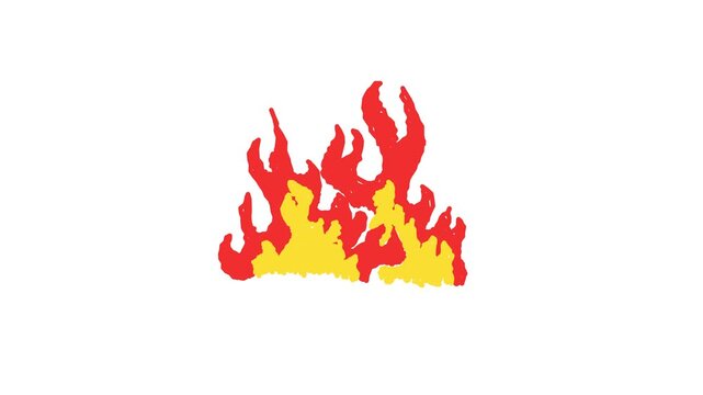 Hand drawn fire flame looping animation on white background