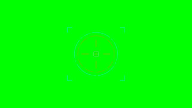 Abstract circular digital viewfinder overlay on a vibrant green background