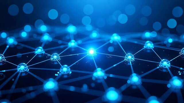 Futuristic blue network with glowing nodes
