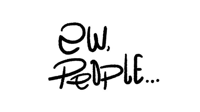 Ew people word looping animation on white background