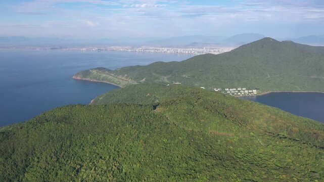 Aerial view of  Da Nang city from Linh Ung Pagoda on Son Tra Peninsula, Da Nang, Vietnam