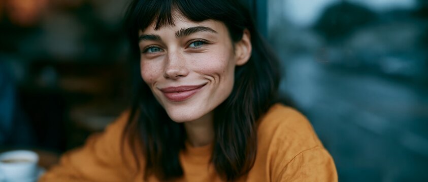 Woman smiles softly at camera