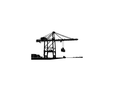 Industrial Container Crane in Silhouette Style