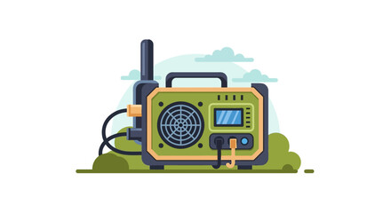 Fototapeta premium Portable Power Station and Emergency Generator Illustration for Off-Grid Camping and Outdoor Activities