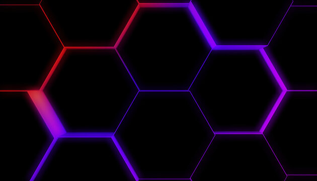 Glowing hexagonal pattern creating futuristic abstract background