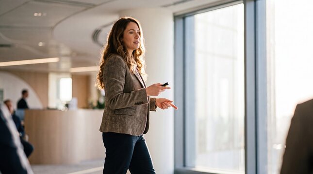 business teamwork in an office setting with a mature woman leading a discussion during a meeting