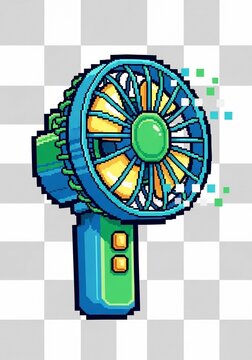 Pixel art handheld fan