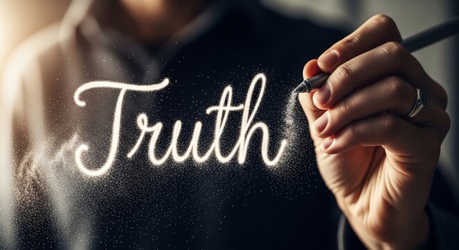 Person writing truth