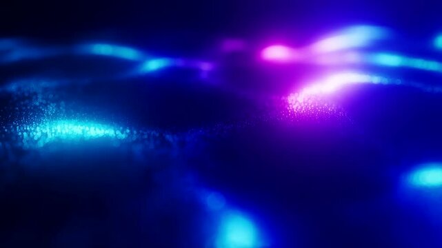 Abstract Bokeh Rainbow Colors Deep Bokeh Texture Abstract Blue And Purple Glowing Light Particles Flowing in Dark Space Digital Motion Background