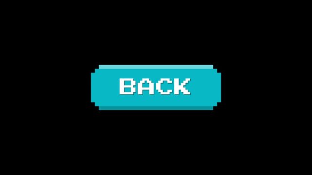 Pixelated blue button with the word BACK in white text.