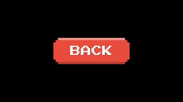Retro pixel art red button with the word BACK in white text.
