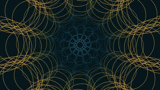 Abstract geometric pattern with circular lines on dark background