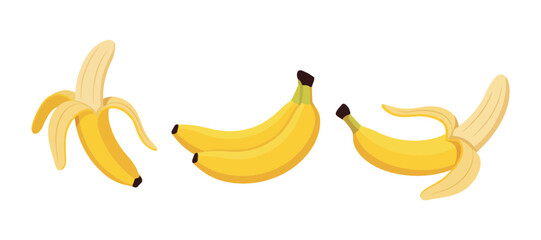 Three Bananas In Various Stages Of Peel Vector Illustration © mdsaikat