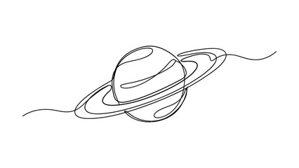 Obraz premium Simple Line Drawing Of A Whimsical Space Satellite Or Planet Illustration