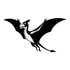 Black Silhouette of a Mythical Flying Creature with Wings Extended. © Diki