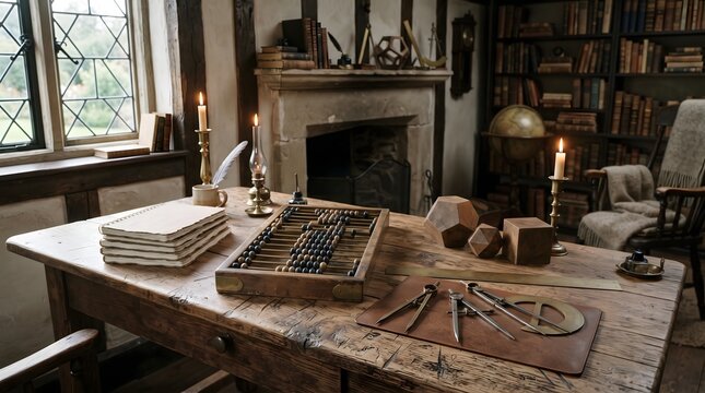 Traditional carpentry workshop with wooden tools and workbench