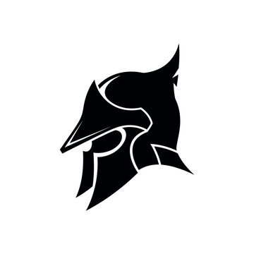 Knight Helmet Silhouette Icon Profile.