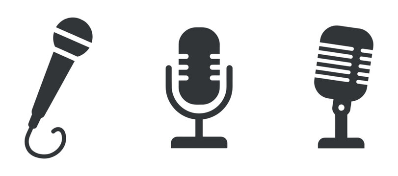 Three Black Microphones In Silhouette A Vocal Performance Illustration