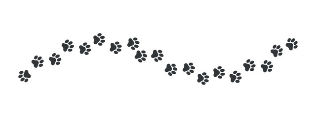 Paw Prints In A Row Black Silhouette Pattern On Transparent Surface © mdsaikat