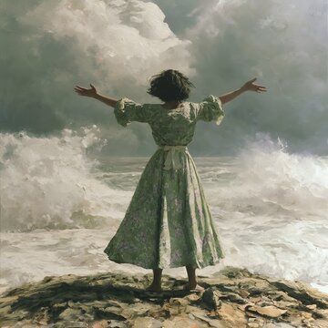 A person stands in a sunlit field after rebuilding  holding tools and looking toward the horizon with determination