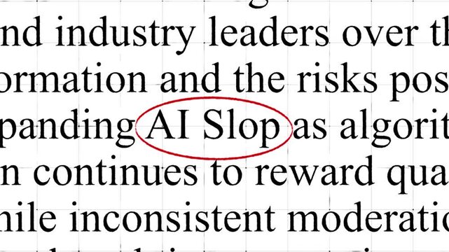 AI slop highlighted words  with documentary style text animation fore news and report