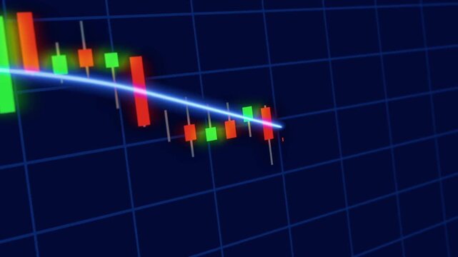 Stock market chart showing financial trading graph and downward economic trend concept