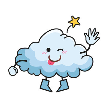 Playful cloud mascot character colorful illustration isolated on white background.