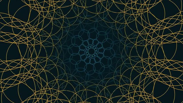 Intricate geometric abstract pattern with golden circular lines