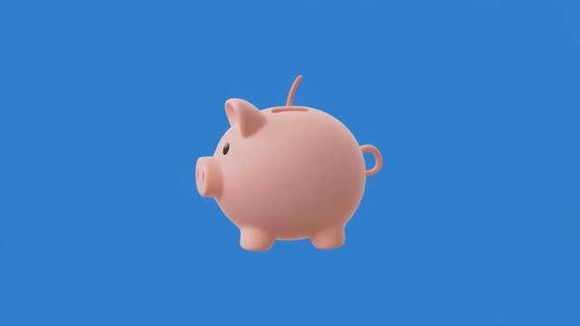 Piggy bank animation in rows against a blue backdrop with black separation