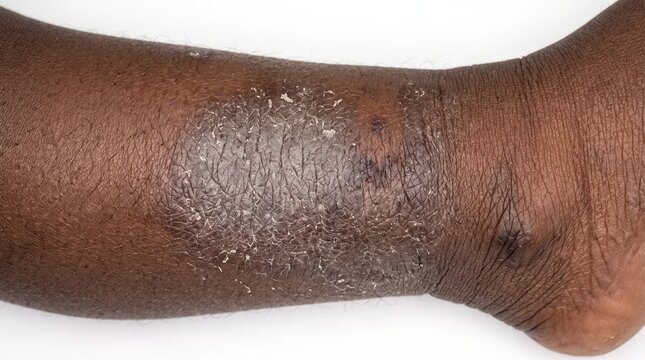 Lichen Simplex Chronicus Scaly Plaque Rash on Dark Skin Ankle
