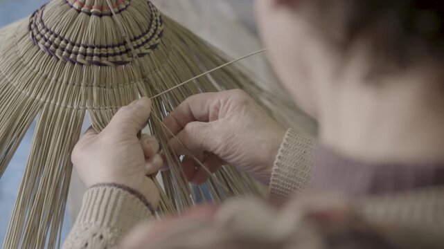 Traditional Bon Odori Hat Weaving by Hand in Ugo Town Akita Prefecture