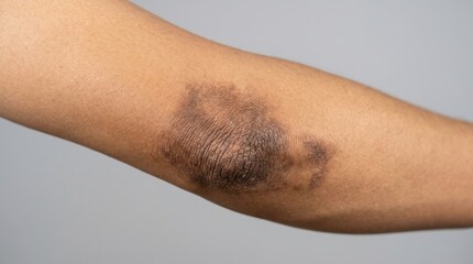 Fototapeta premium Lichenified Thickened Skin Patch and Hyperpigmentation on Elbow