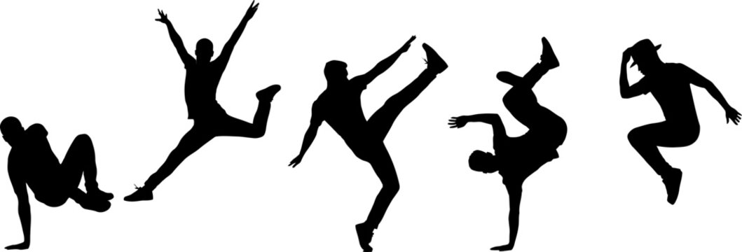 Breakdancer Silhouette Icon Set Featuring Hip Hop Street Dance Vector Elements