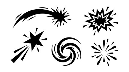Comic book effects feature a variety of dynamic action shapes including a shooting star, an explosion, and a swirling vortex. © cah