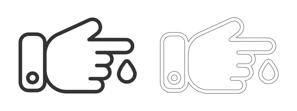 Finger prick blood test icon set