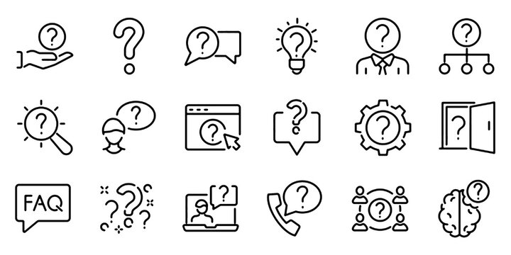 Question icon set. Linear icon collection. Editable stroke. Vector illustration
