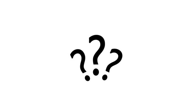 Three Black Question Mark Symbols Isolated on Black Background, Minimalist Query Punctuation Mark Graphic Icon Set for Quiz, Help Center, Unknown Problem, Solution, FAQ, and Support UI Elements