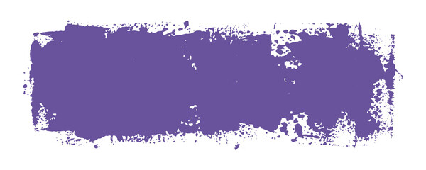 Fototapeta premium A horizontal purple paint brush stroke with a distressed, textured edge, isolated on a clean white background. Perfect for design elements and overlays.