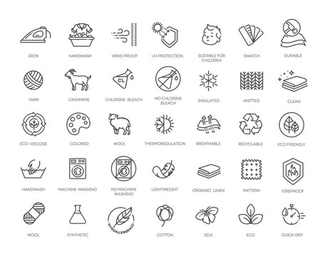 Set of fabric features icons