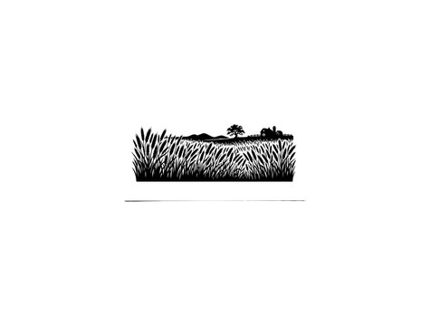 Minimalist Black and White Grass Landscape Vector Art