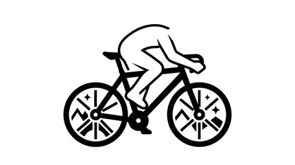 Obraz premium Man Riding a Bicycle Fast Outdoors.