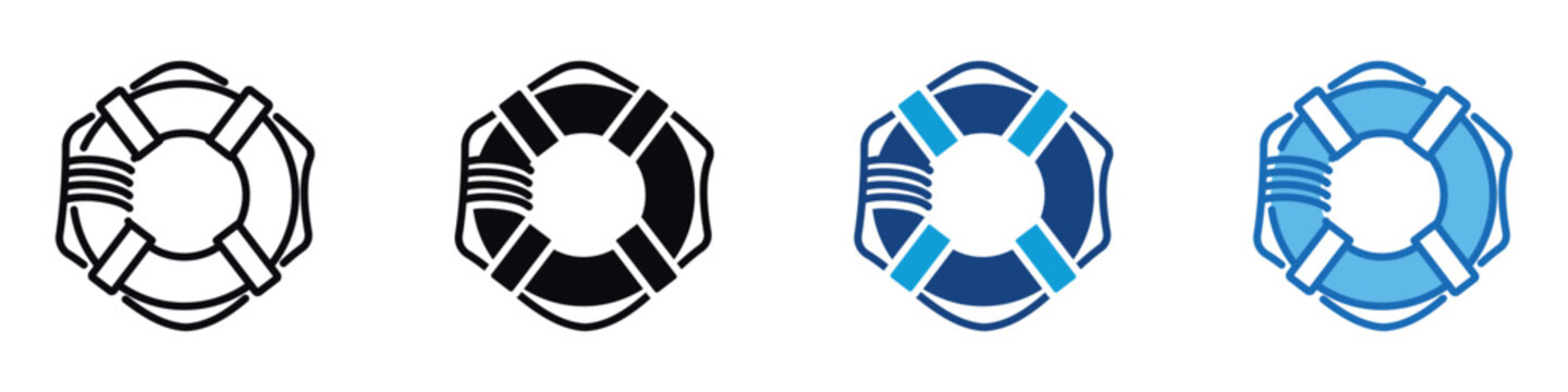 Lifebuoy Icon Set Multiple Style Of