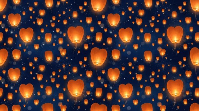 Night sky lanterns a seamless pattern for celebrations and festive designs